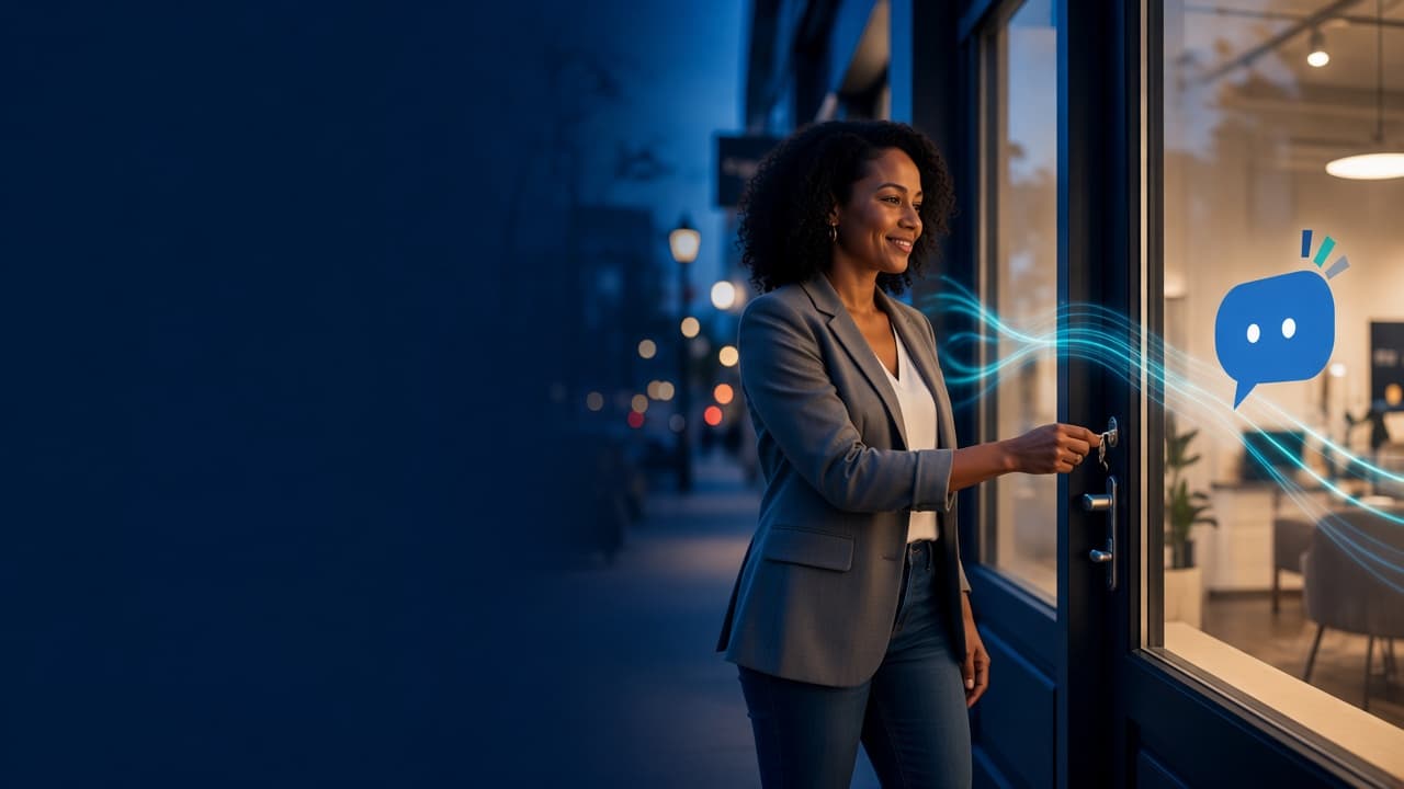Business owner closing up while BAMMM keeps conversations going